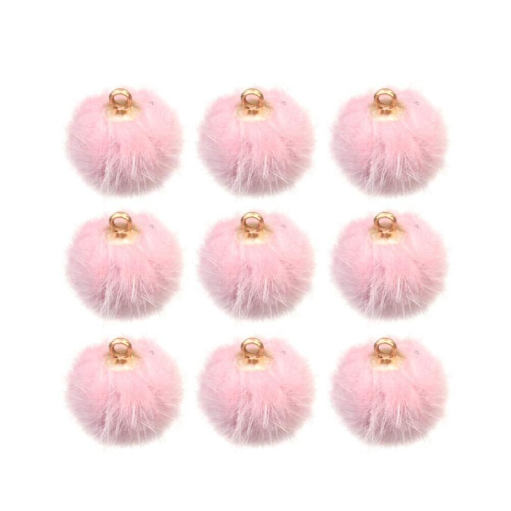 9181 24pcs Pompon Earrings Diy Accessories Lightweight Faux Fur Pendant